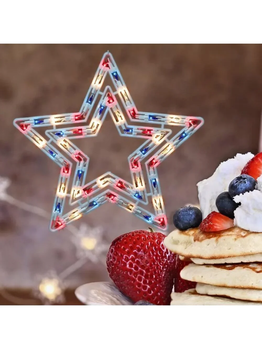 Lighted Patriotic Star Decoration - 4th of July Indoor/Outdoor Window Silhouette